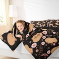 thumbnail image 3 of Manfei Cute Capybara Twin Comforter Sets,Lovely Floral Pattern Bedding Set,Black,Black Reversible,2pcs,1 Comforter and 1 Pillowcase, 3 of 7
