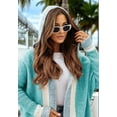 thumbnail image 6 of Women'S Color Block Vertical Striped Open Front Oversized Hooded Long Cardigan Sweaters with Pockets Mint Green L, 6 of 7