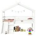 thumbnail image 6 of Miniyam Twin Size Low Loft Bed with Slide for Kids, House Roof Frame, White, 6 of 6