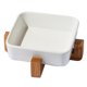 thumbnail image 1 of silver Cuenco de cerámica para perros y gatos con soporte de madera, bonito cuenco de agua para perros y gatos, 1 of 5
