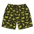 thumbnail image 2 of Honeii's Cute Cartoon Dinosaurs Green Silhouette Pattern Print Men's Casual Shorts with Drawstring，Swim Trunks Quick Dry Beach Shorts, 2 of 5