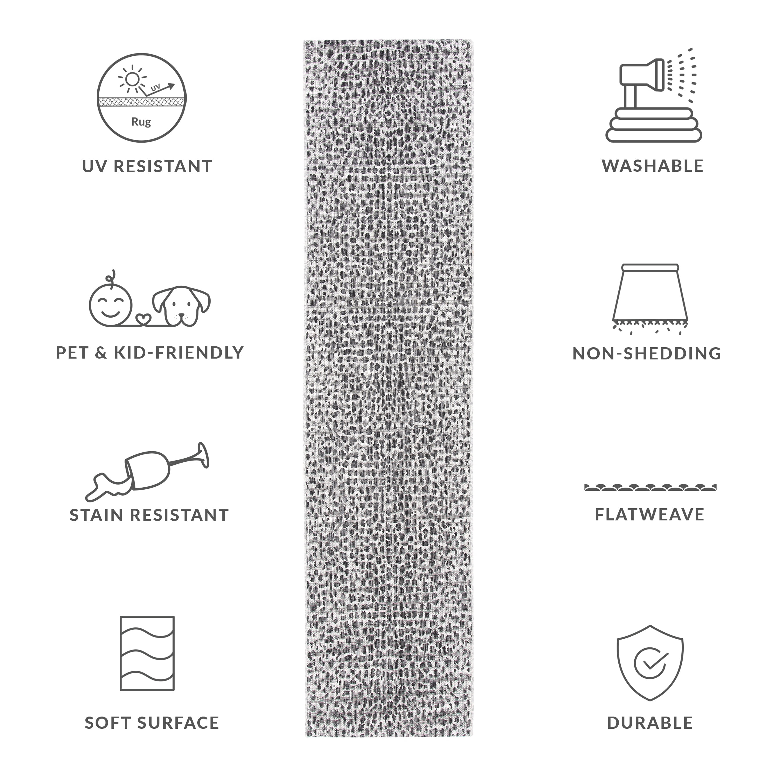 Safavieh Courtyard Karina Animal Indoor/Outdoor Runner Rug, Gray/Black, 2'3" x 14'