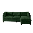 thumbnail image 5 of 96.5" Sectional Couch for Living Room, Upholstered Soft Chenille Fabric Sofa, 3-Seater with One Ottoman L Shape Sofa (Green), 5 of 11