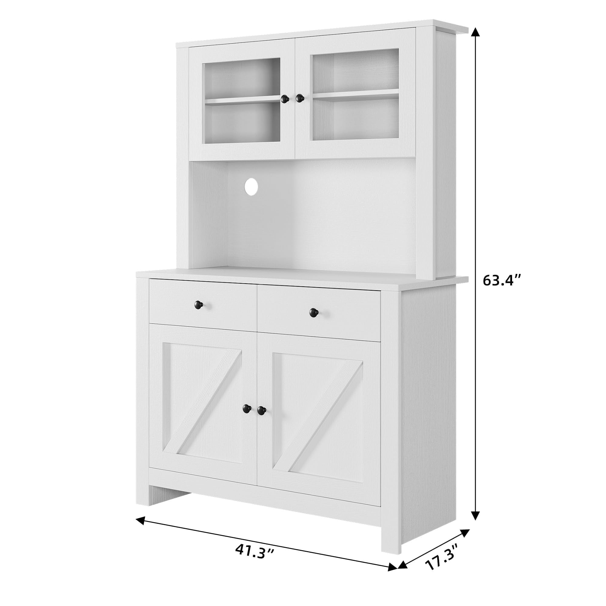 Danolapsi Kitchen Pantry Storage Cabinet, Freestanding Hutch Cabinet with Buffet Cupboard, Tall Storage Cabinets with Adjustable Shelves for Kitchen, Dining Room