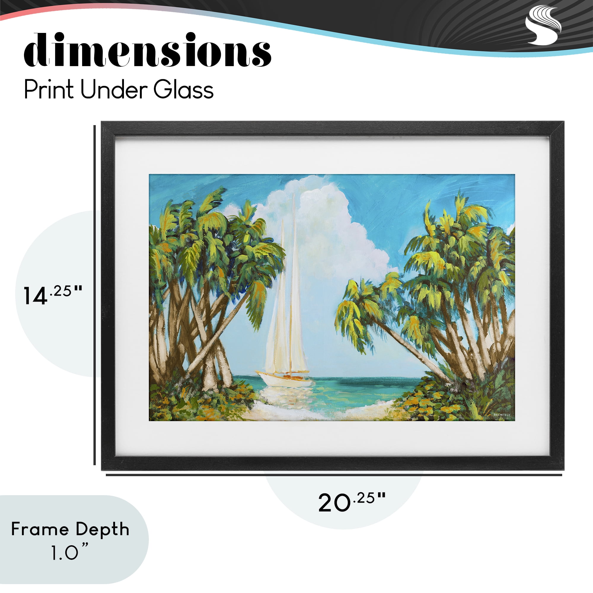 Stupell Industries Sailboat Among Palms Black Framed Print Under Glass, design by Dan Meneely