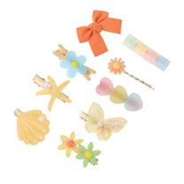 Unique Bargains 9 Pcs Starfish Shell Hair Clips for Home Yellow