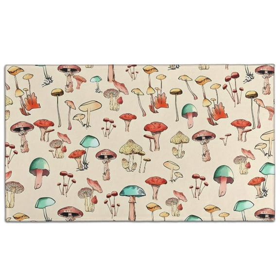 Red Mushroom Line Light Pattern Door Rugs,Washable Non Slip Door Mats Indoor,Decorative Door Mats,Entry Mat Indoor for Entrance,Bedroom,Kitchen,Bathroom,17"x30"