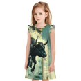 thumbnail image 1 of Fotbe Bull Charging Through Waves Vestido de Dormir para Niñas de 3 a 10 Años, Mangas Cortas, Estilo Princesa, Pijama Camisón con Mangas Voladas-Small, 1 of 6