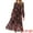 Black Red Floral, variant on DARING DIVA Long Sleeve Floral V Neck Boho Chiffon Midi Dress S Pink