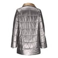 thumbnail image 5 of Olyvenn Women Winter Warm Down Jacket Stand Collar Long Sleeve Zip Up Quilted Puffer Coat Outwear Shiny Metallic Color Padded Parkas Overcoat Silver 8, 5 of 6