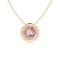 thumbnail image 1 of Angara Collier en Morganite Naturel - Pendentif Solitaire Rond en Morganite avec Lunette en Or Jaune 14K pour Femmes, 1 of 8