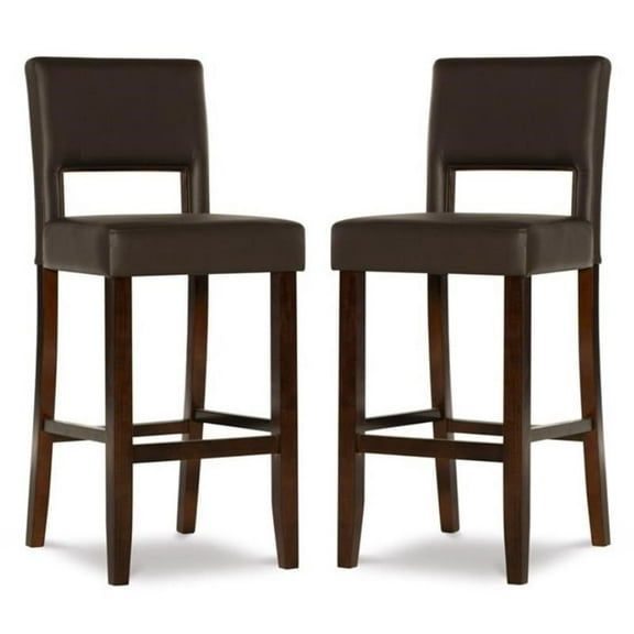 Home Square 2-Piece Furniture 30" Wood Bar Stool Set in Brown