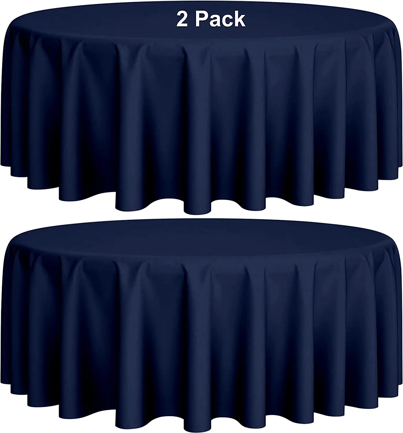 [2 Pack] 60" Round Premium Tablecloths for Wedding Banquet
