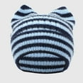 thumbnail image 2 of Betivan Women Girls' Winter Striped Cat Ear Knitted Hat, Thickened Ear Protection Wool Beanie, Cute Cold-proof Cap for Kids Daily Wear, 2 of 3