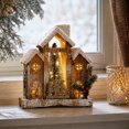 Lighted Vintage Snow Roof Cabin Christmas Decoration Festive Tabletop ...
