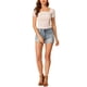 thumbnail image 2 of INSPIRAR CHIC Blusa corta de manga corta con estampado floral y fruncido en la parte delantera blanca S, 2 of 7