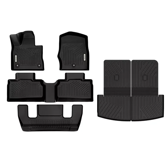 RVNI Floor Mats for 2020-2025 Ford Explorer 6-Seater TPE All Weather Trunk Mat with Backrest Odorless Anti-Slip Back Seat Protector Full Mat Set