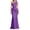 Purple, variant on Women's Shoulder Ruched Satin Bodycon Midi Dress - Asymmetric Neckline Evening Party Gown with Elegant Silhouette
