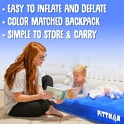 Pittman Outdoors - Blue Kids Air Mattress | Includes Electric Pump & Colorful Travel Backpack | Puncture-Resistant & Easy-Inflate