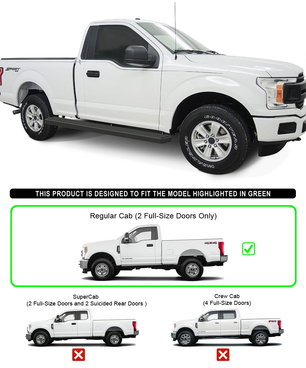 APS Wheel to Wheel Running Boards 6in Compatible with Ford F150 2015-2025 Regular Cab 6.5ft Bed & F-250 F-350 Super Duty 2017-2025 (Nerf Bars Side Steps Side Bars)