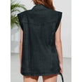 thumbnail image 4 of Womens Oversized Sleeveless Denim Vest Classic Button Down Jean Vest Casual Utility Lapel Jean Jacket, 4 of 5