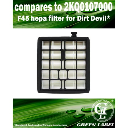 For Dirt Devil F45 HEPA Filter (compares to 2KQ0107000). Fits: Pets SD40000 & EZ Lite SD40010 Canister Vacuum Cleaners. Genuine Green Label