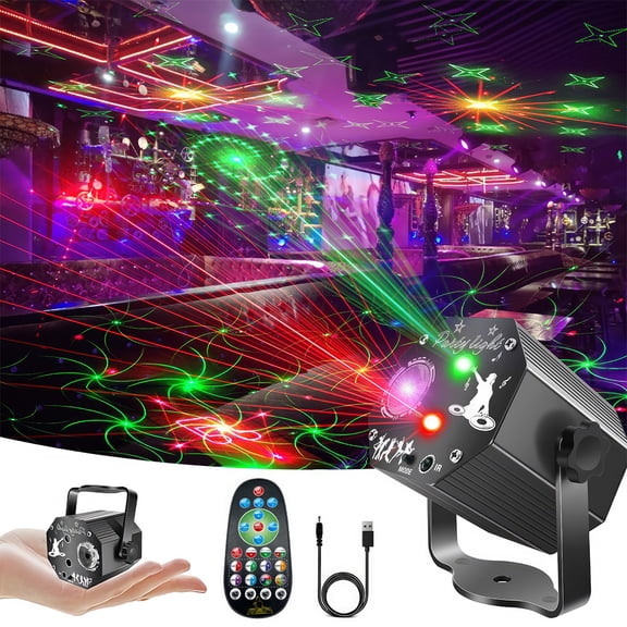 LITOM Sound-Controlled Disco Party Light - 72 Patterns, 3 Modes & Remote Control, Timer Function, HD DJ Strobe Stage Light for Kids, Birthday, Christmas & Indoor Decor