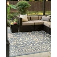 thumbnail image 3 of Unique Loom Botanical Collection Traditional Floral Border Transitional Indoor and Outdoor Flatweave Area Rug, 8' x 11' 4", Navy Blue/Beige, 3 of 5