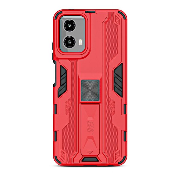 Reflex Series Case with Kickstand Shockproof Rugged PC TPU Frame Cover for Motorola Moto G 5G (2024) - Red