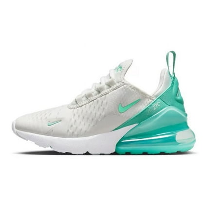 Nike Big Kid's Nike Air Max 270 Summit Shoes, White/Emerald Rise, 6