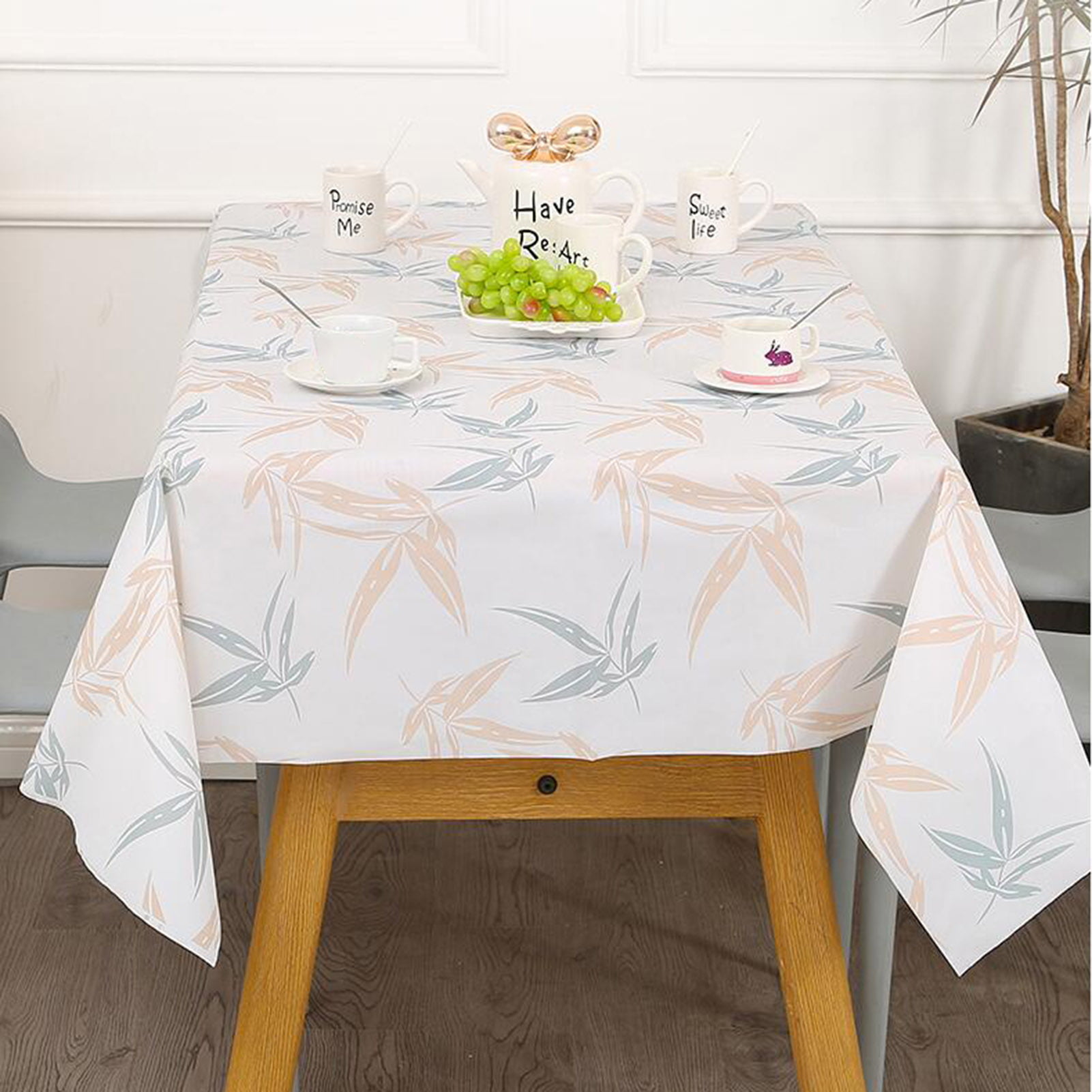 Bcloud Table Cover Waterproof Wrinkle Free Flax Coffee Pattern