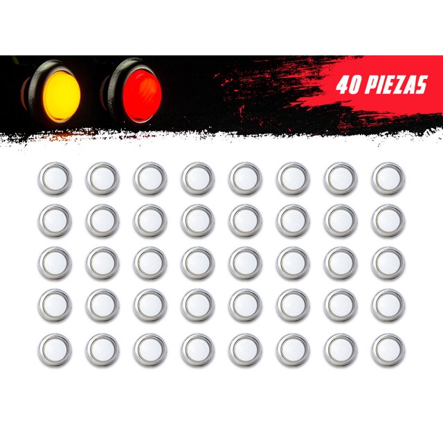 Kit de 40 Plafones Tipo Botón 2 Leds Ámbar Rojos TUNELIGHT-RENOVATIO