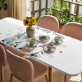 thumbnail image 3 of Happy Easter Table Cloths for 8 Foot Rectangle Tables, Cute Gnomes Eggs Spring Daisy Flowers Plants Patio Waterproof Elastic Fitted Tablecloths, Washable Rectangular Table Cover for Camping, 3 of 8