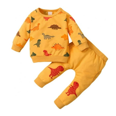 

Baby Boy Long-sleeved Top Pants 2pcs/Set Dinosaur Printed Boy Clothes Suit
