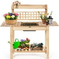 thumbnail image 1 of Costway Garden Potting Bench Workstation Table w/Sliding Tabletop Sink Shelves, 1 of 10