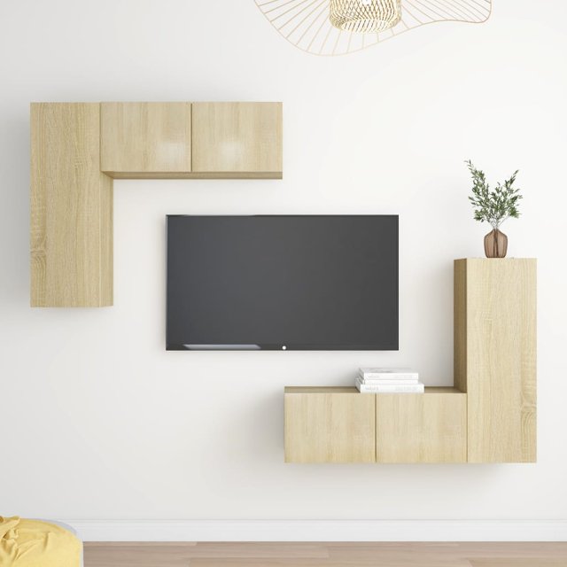 vidaXL 4 Piece TV Cabinet Set Sonoma Oak Engineered Wood