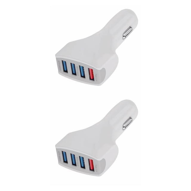 kurtrusly 4 USB Ports Phone Tablet Smart Fast Car Charger Phone MP4 Quick Charging Adaptor White 2Set
