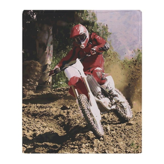 CafePress - Motocross Rider Sprays Rocks - Soft Fleece Throw Blanket, 50"x60" Stadium Blanket