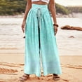 thumbnail image 1 of Pants for Women, Womens Fashionable Striped Printed Drawstring Wide Leg Pants, 1 of 5