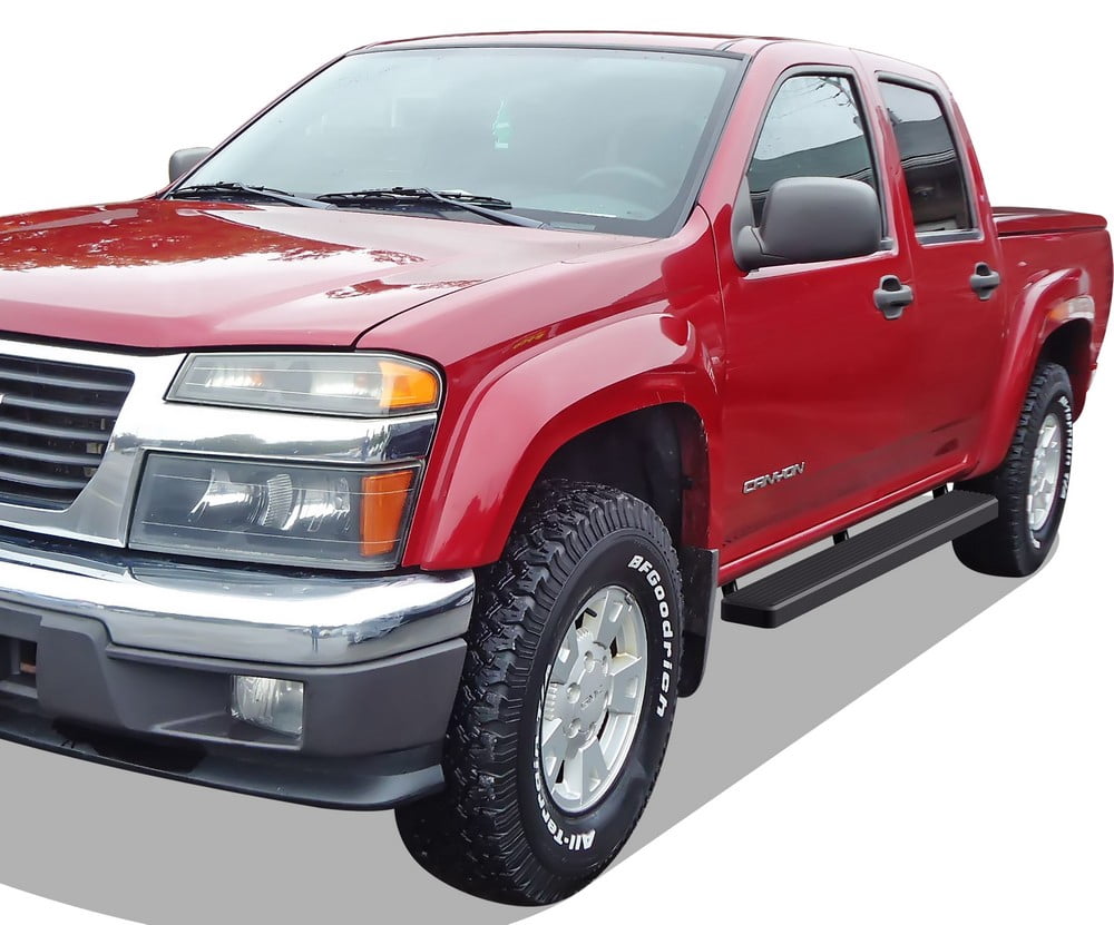 APS Running Boards 5-inch Black Compatible with Chevy Colorado GMC Canyon 2004-2012 Crew Cab Stainless Steel (Nerf Bars Side Steps Side Bars)