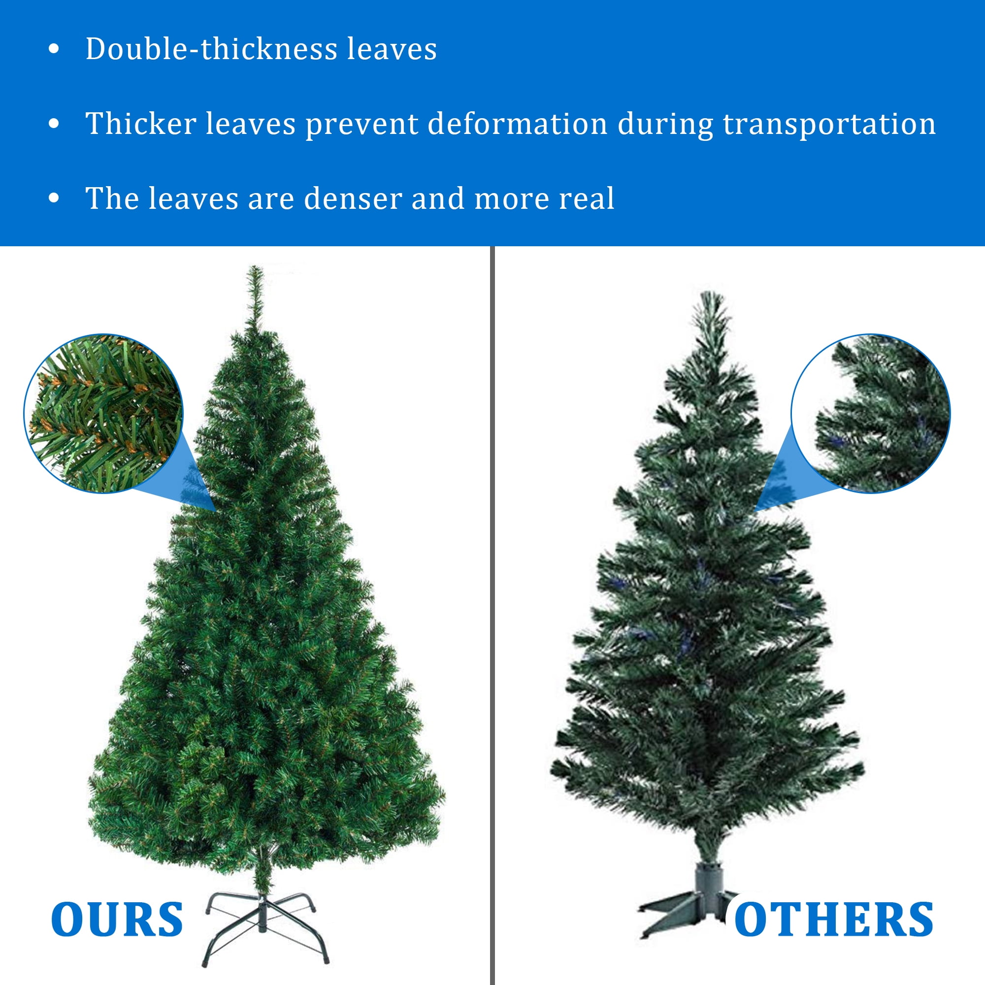 Kepooman 6ft PVC Artificial Christmas Tree with Metal Stand, 1050 Branches Xmas Tree for Home Office Holiday Decor, Green Kepooman 6ft PVC Artificial Christmas Tree with Metal Stand, 1050 Branches Xmas Tree for Home Office Holiday Decor, Green