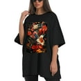 thumbnail image 4 of Plus Size Shirt for Women Black Tops for Women Short Sleeves Shirt for Women Tropical Plants1 T Shirt Oversized Shirt for Women S, 4 of 5