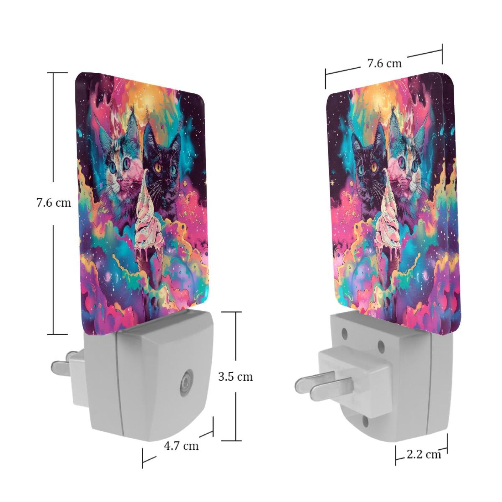 PhooArto Colorful Cat Ice Cream Galaxy Plug in LED Night Light Auto Sensor Dusk to Dawn Decorative Night for Bedroom, Bathroom, Kitchen, Hallway, Stairs, Baby's Room, Energy Saving