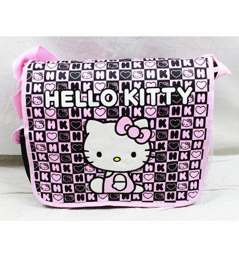 Messenger Bag - Hello Kitty - Flowers Black New School Book Bag 82601