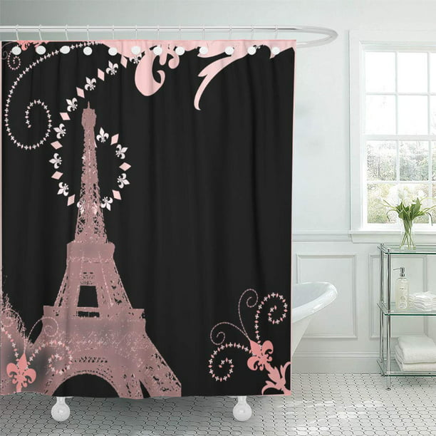 Suttom French Girly Black And Pink, Pink Black White Shower Curtain