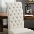 thumbnail image 3 of GDF Studio Kenan Contemporary Tufted High Back Dining Chairs, Set of 2, Natural Fabric and Dark Brown, 3 of 6