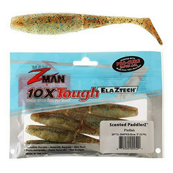 Z-Man SPT5-294PK5 Elaztech Paddlerz Scented Swimbait 5" Pinfish
