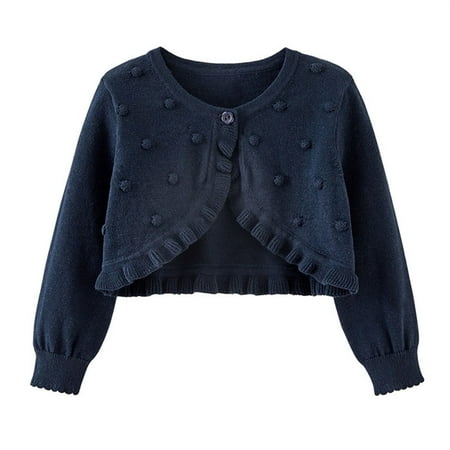 

Generic Girls Knitted Tops for Kids Kids Girls Top Spring/Summer Solid Color Long Sleeved Lace Single Button Cardigan Party Birthday School(Blue 3-4 Years)