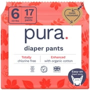 Pura Pull-On Diaper Pants with 360 Stretchy Waistband, Size 6, 17 Count (Choose Your Size and Count)
