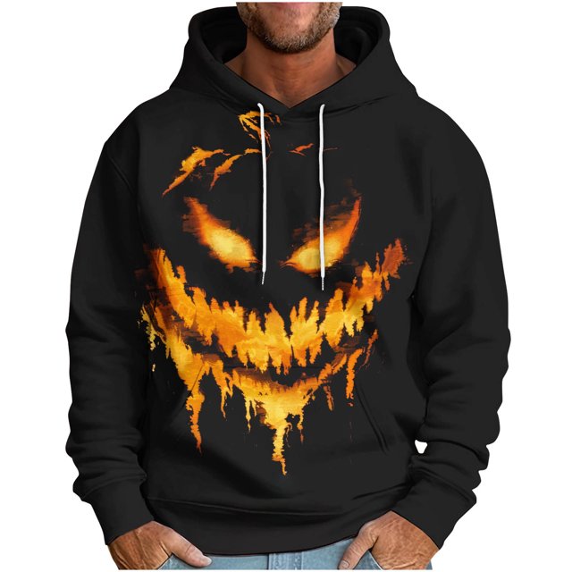 Rbaofujie Sweat à Capuche pour Hommes Manches Longues Amples Imprimé avec Épaules Tombantes Col Rond